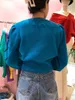 Nomikuma Koreański Color Argyle Krótki sweter Płaszcz Przyczynowy O-Neck Puff Długi Rękaw Dzianiny Kurtka Nowe Kobiety Swalitigan 6C470 210427