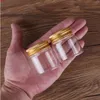 Bottiglia 12 pezzi 50 ml 47 * 50 * 34 mm Bottiglie di vetro con coperchi in alluminio dorato Contenitore per pillole per spezie Barattoli di caramelle Fiale per regalo di nozze