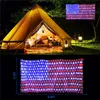 American Flag String Lights IP65 Vattentät 2 * 1m 420 LED Solar Net Light 8 Modes Fjärrkontroll United States Juldekorationer Festival Holiday Party