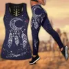 Leggings Dames 2 stuk Yoga Set Boho Tank Tops en Legging Suit Sportwear Running Fitness Gym Workout Sets Sport Suits Plus Size 210813