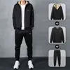 Warm Sport Pak Mannen Wintersporten Sweats Sets Fleece Trainingspak Winddicht Gymnastiek Run Sportkleding Thermische Gym Kleding Y1221