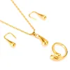 Jewelry set chain necklace earring pendant drip women 18 k Fine Solid gold Filled multi layer Indian sets Amazing beads