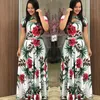 Mulheres Maxi Dronsummer Flor Impressão 2021 Manga Curta Boho Vestidos Longos Senhoras Sexy Hollow Out Bolka Dot Drglive Tamanho 5xL X0529