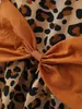 Baby Leopard Print Bow Front Sukienka Kapelusz Ona