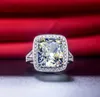 Luxe ring sterling zilver 8ct kussen engagement 925 NSCD gesimuleerde grote diamant ringen PT950 gestempeld verjaardag cadeau met box schip uit de VS.