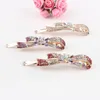 Hair Clips & Barrettes 1 PC Hairclip Rhinestones Ribbon Shape K9 Crystal Water Droplets Brand Jewelry Golden Color White Pink Purple
