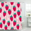 Rideaux de douche Rideau de fruits avec crochets pour salle de bain Mignon fraise imperméable Polyester Ensemble de bain Décor à la maison