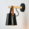 Wandlampen Abajur voor Woonkamer SCONCES LICHT E27 Nordic Houten Riem Wit / Zwart Ondersteuning Drop Lamp