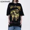 T-shirt Camisetas Crânios de Hip Hop Punk Rock Gótico Tshirts Streetwear Mens Hipster Harajuku Manga Curta Casual Algodão Tops 210602