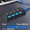 USB Hub 3.0 Splitter, 4/7 Port Multiple Expander 2.0USB-data med individuella ON / OFF-omkopplare Lampor för bärbar dator, PC, dator, Mobile HDD, Flash-enhet
