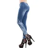 Jeans Donna Azzurro S-5XL Plus Size Vita alta Matita Primavera Estate Mamma Ricamo Sexy Skinny Thin LR34 210531