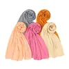 22Colors moda islâmica cor pura plissada bolha chiffon longo lenço elegante mulheres muçulmanas ruga shayla envolveu o turbante xales