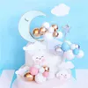 Cute Multicolor Ball Cake Topper Baby Shower Anniversary Baking Supplies Balloon Cloud Happy Birthday Party Decoration 211216