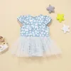 Summer Baby Flutter-Manches Tulle Robe Romper 210528