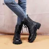 SOPHITINA Ankle Boots Soft Genuine Leather With Zipper For Winter Platform Black Classic Stylish Women Shoes PC845 210513