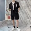 Turisci da uomo 2 tiri coreani Summer Short Short Stuit Set Fashion Two Bottons Giacca blazer sottile casual+Shorts Streetwear 2 colori