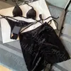 Sammet kvinnor badkläder bikini tre bit jacquard brev baddräkt kostym utomhus fest charm damer badklänning