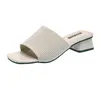 Chaussures pour femmes pantoufles d'été en plein air tricot élastique confortable bout ouvert sandales épaisses 2021 boutique Y0721