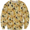 Mode män 3d hoodies Animal Funny Doge Head pullover shiba inu Tryckt sweatshirt/huvtröja med dragkedja Unisex streetwear 210813