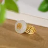 Anéis de cluster inspirados design banhado a ouro incrustado natural hetian jade rodada anel aberto elegante charme senhoras prata jóias