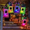 Décorations d'Halloween Suspendus LED Éclairé Chapeau Fantôme Rougeoyant À Piles pour Jardin Extérieur Intérieur Arbre KDJK2108