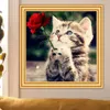 5D DIY Diament Malarstwo Cat Rose Cross Stitch Kit Pełna Wiertarka Square Diament Haft Mozaika Obrazek Dżetów Home Decor