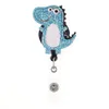 10 pcslot Fashion Key Rings Custom Cute Dinosaurs Frogs Sloths Animal Rhinestone Retractable Medical Badge Holder Yoyo Pull Reel 6049729