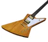 Personalizzato 50 anniversario 58 Reissue Natural Korina Explorer Guitar Electric Guitar Arrotondata 50S Shaped Neck, Sintonizzatori Grover, Gold Hardware, Bianco PickGuard
