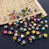 5x10mm Natural Crystal Stone Cubic Square Charms Green Blue Rose Quartz Pendants Gold Edge Trendy for Necklace Earrings Jewelry Making Wholesale