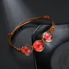 Charm Bracelets Handmade Weaving Dandelion Seeds Dried Flower Adjustable Leather For Women260O