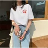 Owoce Haft Topy Plus Size Pullovers Krótkie Tee Casual Podstawowe Krótkie Rękawy Chic Loose T-Shirts 210525