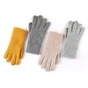 Luvas esportivas fêmeas coreanas malhas de malha completa Men sólida Tela de toque de lã Mittens Mulheres Mulheres All-Match Warm Cycling Driving Glove