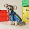 Autumn Winter Dog Apparel Fashion Sequins Pet Denim Jacket Outdoor Personality Casual Puppy Coat for Teddy Bichon Schnauzer