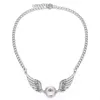 colliers pendentifs pour sublimation ailes d'ange collier pendentif femmes bouton bijoux transfert à chaud bricolage consommable en gros