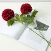 Single stem artificial chrysanthemum flower green leaves fake silk floral party wedding decorative flowers home dinner table decoration for gift DIY accessories