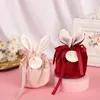 10 sztuk Wielkanoc Cute Rabbit Gift Wrap Torby Velvet Walentynki Czekoladowy Cukierki Bag Wedding Birthday Party Biżuteria Organizator W2
