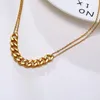 Chains 2021 Cuban Chain Necklace Silver Gold Plating For Women Stainless Steel Jewelry Accessories Choker Love Gift Girlfriend