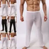 Men's Pants Sexy Lingerie Long Johns Thermal Mesh Sheer See-through Underwear US