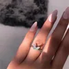 Cluster Rings High Quality Stainless Steel Zircon Butterfly Ring For Women Fashion Jewelry Opening Luxury Shiny CZ Crystal Cocktail Party