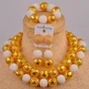 Earrings & Necklace Orange Costume Jewelry Set Simulated Pearl Nigerian Wedding African Beads Sets For Women FZZ53