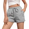 Été taille haute cordon mini shorts femmes lâche plus taille jogging fitness couleur unie femme sexy shorts 210608