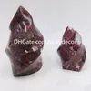 Natural Plum Blossom Tourmaline Quartz Rock Crystal Flame Stone Hantverk Handgjorda Polerad Freeform Vit och Röd Ädelsten Mineral Reiki Torch Figure Prov