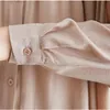 Johnature Casual Shirt Kobiety Ubrania Jesień Pełna Rękaw Collar Collar Solid Color Luźne Damskie Topy i Bluzki 210521