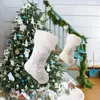 Snowflake Plush Christmas Stocking Large Xmas Gift Bags Fireplace Decoration Socks New Year Candy Holder Christmas Decor for Home