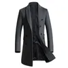 Shan Bao Brand Clothing Mäns Slim Long Ull Coat Höst och Vinter Dubbelbröst Business Casual Coat Black Grey Red 211011