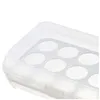 Bouteilles de stockage, bocaux, plateau à œufs pour réfrigérateur, support de 15 œufs avec couvercle, récipient couvert Portable incassable (blanc)