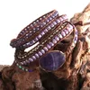 RH Fashion Leather Boho Brandser verde Mixed Stones naturais charme 5 fios Bracelets de embrulho com miçangas 2109183105