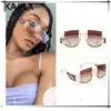 Fashion Oversized Rimless Square Sunglasses Women 2020 Luxury Brand Frameless Sun Glasses For Men Vintage Eyewear Gafas De Sol