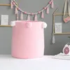 Laundry Bags New Large Woven Cotton Rope Storage Basket Baby Hamper Storage Bin Baskets for Organize Toy Diaper Home Decor-Pink