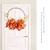 Simulação de flores porta decorativa pendurado colheita festival outono cor maple folhas grinalda Rattan home parede pendurado 211104